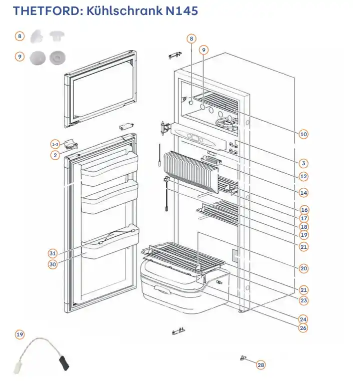 Abdeckung für Gemüsefach zu Kühlschrank N145 - Thetford Ersatzteil Nr. 623616 Nur Für Kurze Zeit
