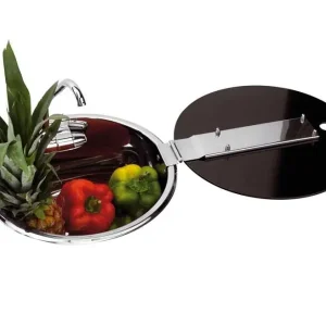 Top-Preis Edelstahlspüle mit Wasserhahn und Glasabdeckung, Ø 30cm