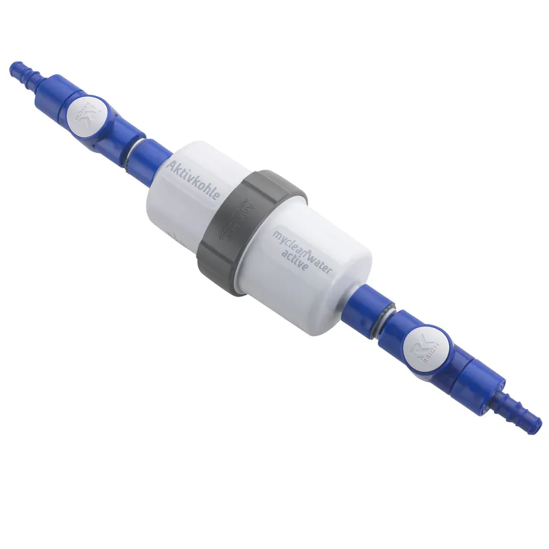 Aktivkohlefilter mit Einbauset myclean®water active Schlauch, beiseitig gerade Anschlüsse Expressversand