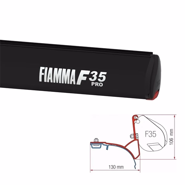 Markise FIAMMA F35 Pro Royal grey 270 cm Gehäuse Deep black inkl. Adapterkit VW T5 T6 mit C-Schiene Mega-Angebot