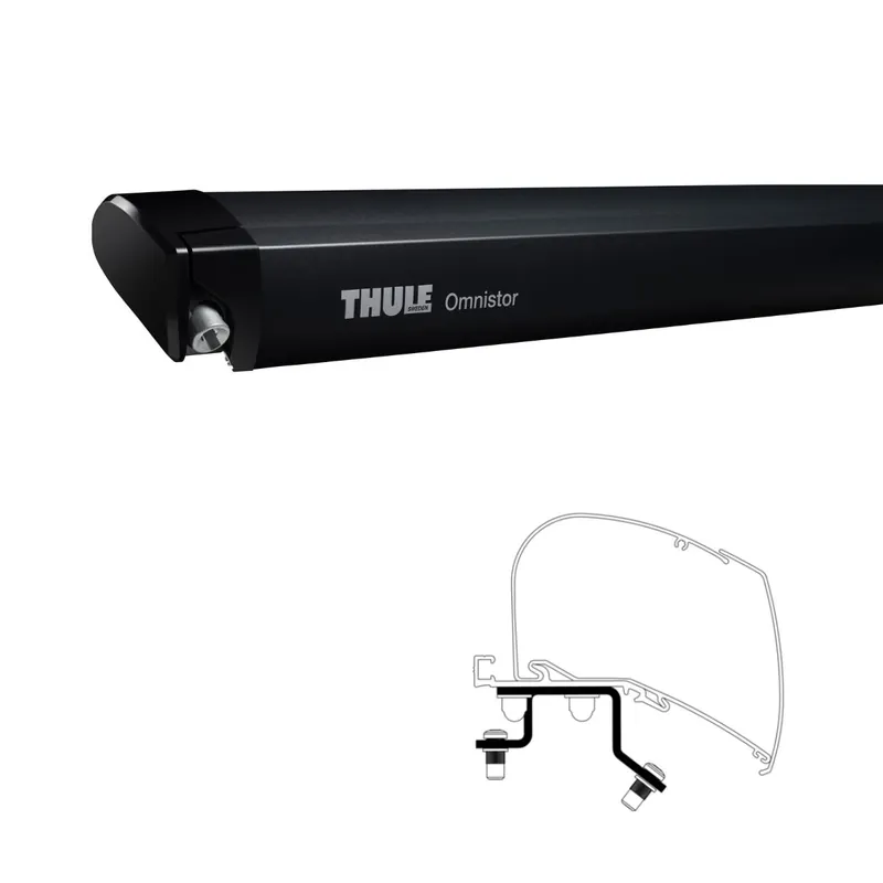Abverkauf THULE Markise 6300 Mystic grau 375 cm Gehäuse anthrazit inkl. Adapter Renault Master ab Bj. 24 L3H2