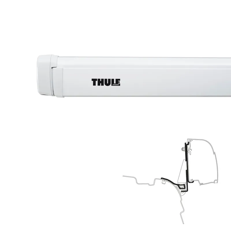 Bestseller THULE Markise 4200 Mystic grau 260 cm Gehäuse weiß inkl. Adapter VW T5 T6 Reimo Multirail L1H1
