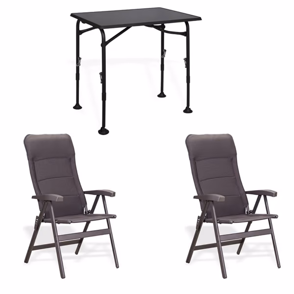 Zertifiziert Set WESTFIELD Tisch Aircolite Black 80 & 2 Stühle Noblesse charcoal grey