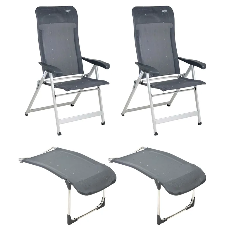 Bestseller CRESPO Campingstuhl Classic AL/237 anthrazit & Beinauflagen R/215-M 2er-Set