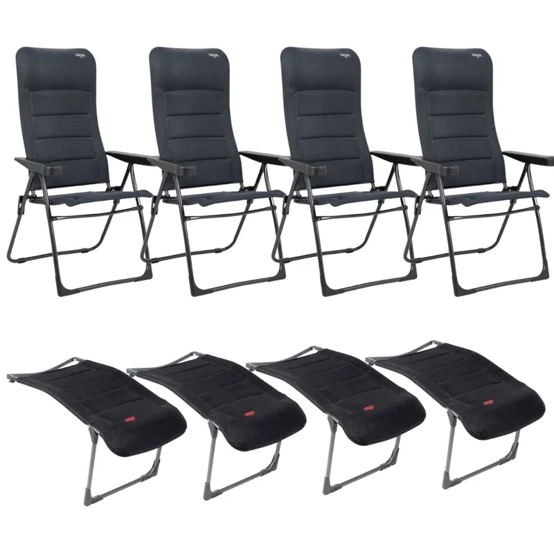 Beliebt CRESPO Campingstuhl Air Deluxe AP/215-AD schwarz & Beinauflagen RP/215-AD 4er-Set