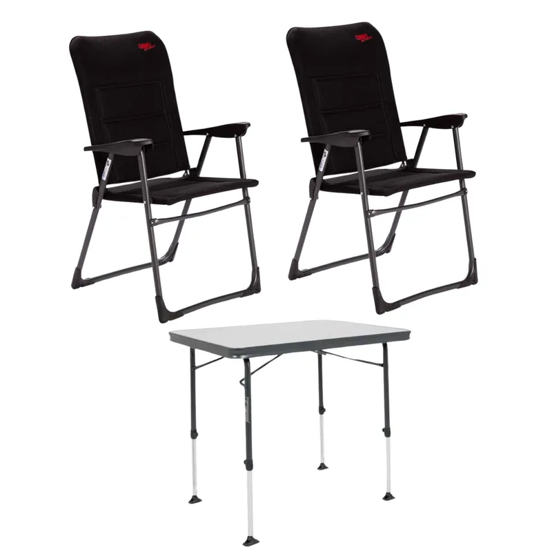 Beliebt CRESPO Campingstuhl Air Deluxe AP/218-ADS schwarz 2er-Set & Tisch Sevilla AP/245 80x60 cm schwarz