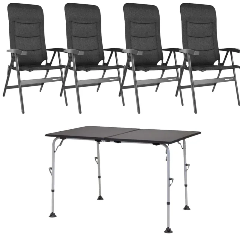 Preis Gesenkt WESTFIELD Campingstuhl Noblesse brown melange 4er-Set & Tisch AIRCOLITE Extender 120x80 cm black