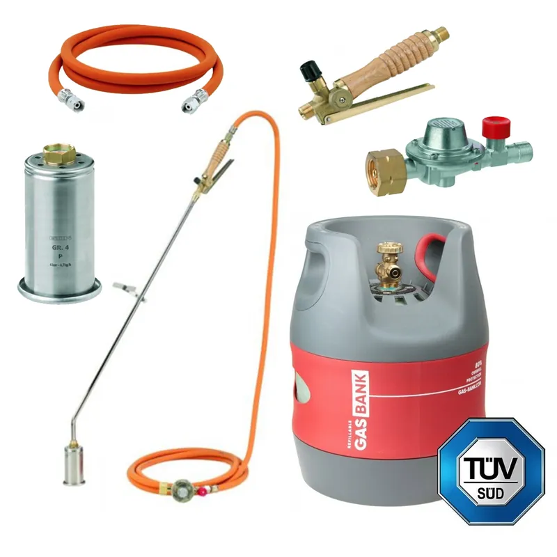 Saisonangebot GasBuster - Ultraleichtes Überdachungsset - GasBank 5kg + GOK Brennerset ∅50 750mm